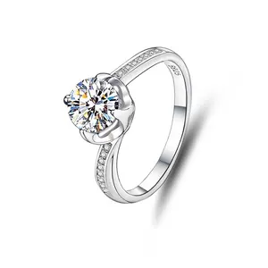 S925 Sterling Silver Ring Women's Mosonite Diamond Ring One Carat Live Twisted Arm Women's Ring