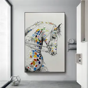 Abstrakte Graffiti-Kunst Pferd Tier Kunst Poster und Drucke Leinwand Malerei auf der Wand Kunst Bilder für Kinderzimmer Cuadros Dekor