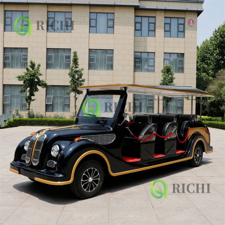 Surprise Factory Discount Price Black Classic Electric Sightseeing Golf Car Antique Vintage 4 Row Seater Special Transportation