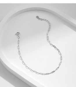 S925 Silver Classic Paperclip Chain <b>Bracelet</b> <b>Adjustable</b> Silver Tone Rectangular Link <b>Bracelet</b> for Daily Wear and Layering - Product Image 5