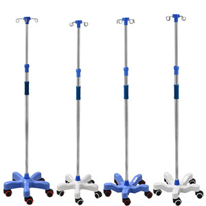 Support de perfusion mobile Huaen en plastique ABS à cinq pieds avec roulettes, hauteur réglable, pour hôpitaux et cliniques - Product Image 1