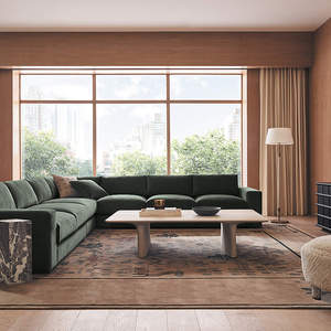 Modern European Three Seat Square <strong>Wood</strong> <strong>Frame</strong> Apartment Living Room Sectional Set Microfiber Fabric <strong>Sofa</strong> - Product Image 6