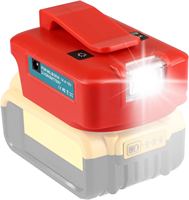 Adaptateur de chargeur compatible avec les batteries lithium-ion Dewalt 18V 20V avec lumière LED et port DC USB et Type C, adaptateur de chargeur USB avec lumière LED
