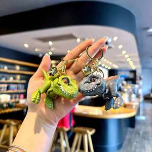 Funny PVC T-Rex Keychain Cartoon Dinosaur Pendant with Bell Bag Decoration Toy Style <b>Key</b> <b>Ring</b> - Product Image 2