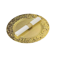 Assiettes de Présentation Dorées en Plastique Durables, Motif Floral Gaufré de Luxe, pour Mariages et Événements – Vente en Gros