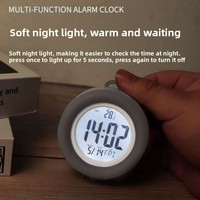YAOQIU Réveil triangulaire moderne mini et compact, lumineux, affichage de l'heure mondiale et du mois, fonctionne sur piles, portable, pour bureau/chevet