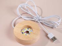 Lumineux 8cm 3d sculpté boule de cristal veilleuse Base en bois massif décoration artistique veilleuse personnaliser anniversaire cadeau créatif