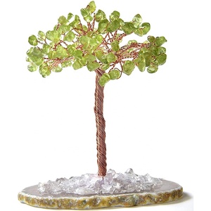 Albero di cristallo naturale ametista quarzo rosa acquamarina giada fortunato albero agata foglio di pietra minerale albero - Product Image 5
