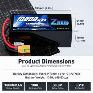 Zeee 새로운 모델 고전압 8S 30.8V 10000mah 100C 용 10/13/15/18 인치 FPV / UAV 드론 <span class=keywords><strong>Lipo</strong></span> 배터리 6S/7S/8S - Product Image 2