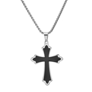 Collier pendentif croix de Jésus en acier inoxydable, 1 pièce, pour hommes et femmes, amulette religieuse, bijoux Hip Hop, cadeaux DIY - Product Image 2