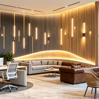 Panneau mural WPC robuste, imperméable et ignifuge avec éclairage LED intégré, motif floral classique pour salon moderne
