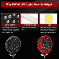 Luz de Trabajo LED de 7 Pulgadas y 72W 12V para Autos y Motocicletas, Nueva Barra Delantera Modificada para Vehículos Todoterreno, Foco de Techo de 7 Pulgadas y 51W, Nuevo