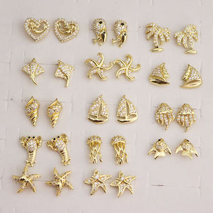 HX0018 18k黄金女士饰品套装最新海星耳环吊坠项链章鱼帆船冰淇淋蝴蝶造型图案 - Product Image 1