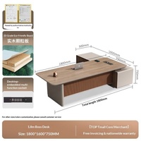 Bureau de direction en bois de frêne en forme de L avec armoire de rangement pour le bureau du PDG