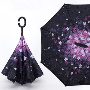 New Design Custom C Handle Manual Windproof Reverse Inverted Straight <b>Umbrella</b> Double Layer Business Gifts - Product Image 3