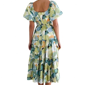 Vestidos OEM Personalizados con MOQ Bajo, Vestidos de Mujer de Alta Gama con Corte en A, Volantes y Fruncidos, Elegantes Vestidos Maxi Casuales de Verano para Mujer - Product Image 3