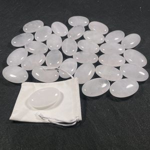Pierres de cristal de quartz naturel transparent ovales Huiying pour compresse chaude, pierres de guérison, décorées, artisanat en pierres semi-précieuses - Product Image 1