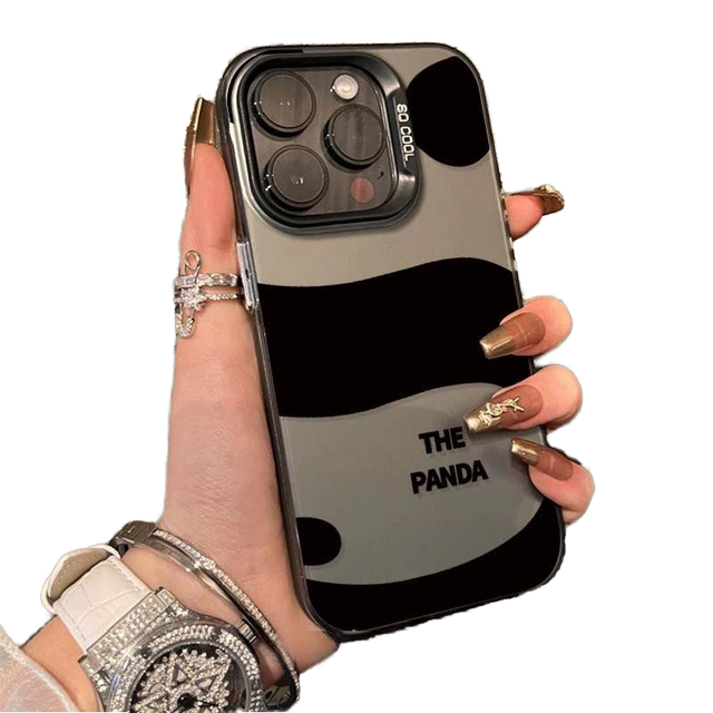 English Panda Printing Electroplated Silver TPU PC Shockproof Waterproof Street Fashion Design Mobile Phone Case for 8 Xr