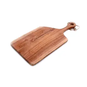 Acacia Wood Cutting Board Natural Live Edge 50 x 20 x 1.5 cm Wood Food Serving Platter Acacia Wooden Chopping Board with Handle