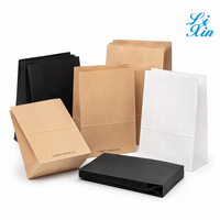 Sacs d'emballage alimentaire en papier kraft à fond plat avec logo personnalisé, résistants à la graisse, pour pain, boulangerie, plats à emporter, épicerie, collations, sacs en papier pour le stockage