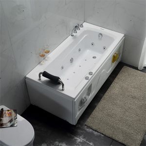 Bañera de Hidromasaje Acrílica Rectangular Independiente, Moderna y Profunda, con Drenaje y Desbordamiento, para Baños, Hoteles y Villas - Product Image 2