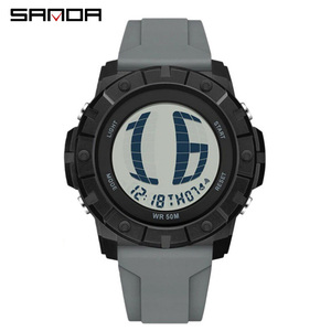 Montre numérique multifonctionnelle décontractée pour étudiants SANDA 2209 avec grand cadran à chiffres défilants, montre-bracelet étanche - Product Image 4
