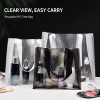 Sac fourre-tout transparent en PVC réutilisable avec poignées en sangle, vente en gros pour les détaillants de cosmétiques et de produits de beauté