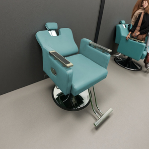 Chaise de <span class=keywords><strong>Barbier</strong></span> Professionnelle Pliable en Cuir avec Cadre en Acier, Rotation à 360 Degrés, Siège Inclinable et Repose-Pieds Réglable pour Salon de Coiffure - Product Image 2