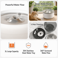Fontaine à eau automatique pour animaux de compagnie de 3 L, pompe silencieuse, fontaine à eau circulante pour chats et petits chiens, distributeur d'eau fraîche de grande capacité