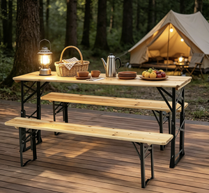 Wholesale Portable <strong>Folding</strong> Wooden Camping <strong>Table</strong> <strong>Height</strong> <strong>Adjustable</strong> Outdoor Garden Beer <strong>Table</strong> <strong>with</strong> Umbrella Hole Backyard - Product Image 6