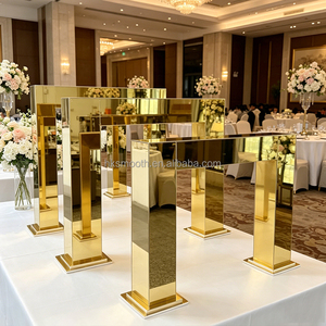 SMOOTH Wedding Decor Supplies New Table Flower Stand High Quality Gold <b>Mirror</b> <b>Acrylic</b> Arch Centerpieces - Product Image 4