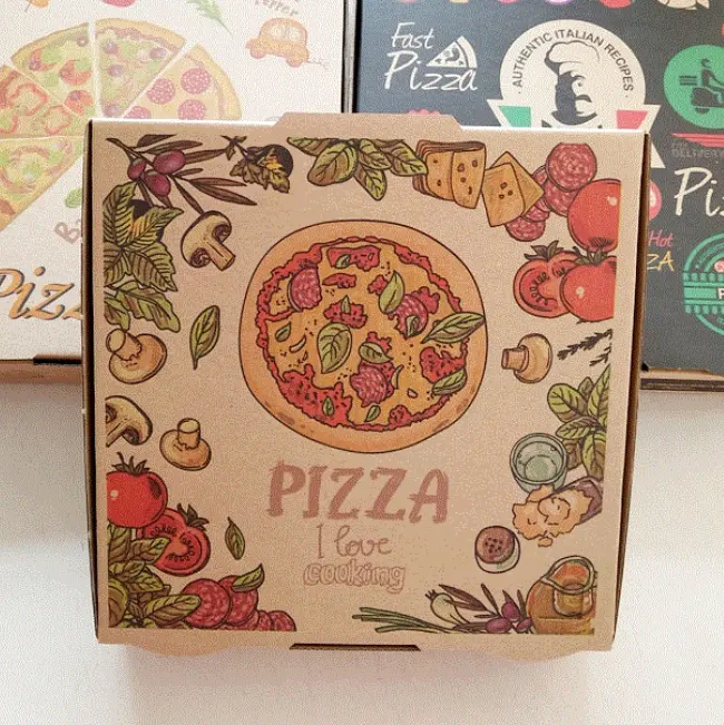 Grosir kotak pizza polos dan cetak ukuran khusus 9 11 13 15 inci dengan logo khusus