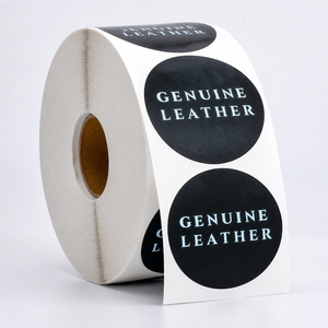Etiquetas Redondas de Cuero Genuino Impresas Personalizadas en Rollo, Etiquetas Autoadhesivas Negras con Logotipo para Accesorios de Cuero - Product Image 2