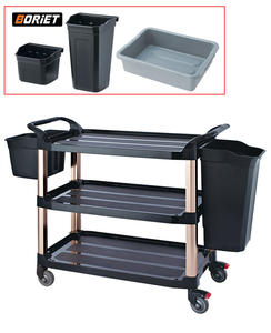 Strong PP <b>Plastic</b> Functional Service <b>Trolley</b> carts Hotel & Kitchen Cleaning Service <b>Trolley</b> Cart 3 Shelves Mobile with 4 Wheels - Product Image 4