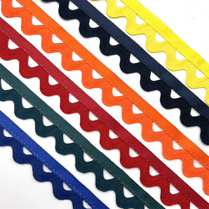 Cinta de poliéster de doble cara con ondas de 8 mm al por mayor, cinta de espiga a rayas, adornos de encaje, cinta ecológica para ropa y manualidades. - Product Image 1