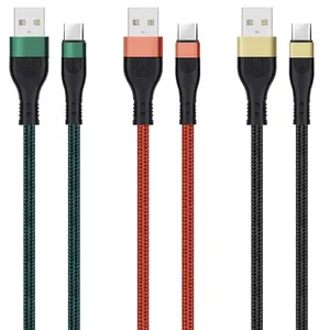 Розничная упаковка с биркой 1 м 2 м 3 м кабель для передачи данных для мобильного телефона 3А кабель для быстрой зарядки USB нейлоновый Плетеный зарядный кабель