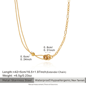 Collar de cadena circular con cuentas entrelazadas estilo <span class=keywords><strong>BF</strong></span> para parejas, joyería de acero inoxidable que no se deslustra, regalo diario o de aniversario - Product Image 4