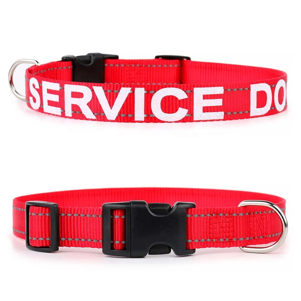 2022 New Amazon Sells Service Dog Collar Red Reflective Nylon Service Dog Collar