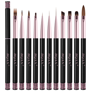 Wholesale Custom 100% Kolinsky Gel Kolinsky <strong>Nail</strong> <strong>Brushes</strong> Black Rhinestone Handle Acrylic <strong>Nail</strong> Art <strong>Brush</strong> for Gel Polish Painting - Product Image 1