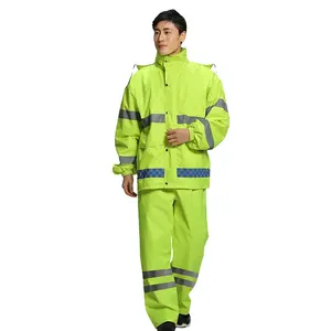 Offre Spéciale de Moto Custom Polyester PVC REVÊTEMENT veste Et pantalon Rainsuit Réfléchissante En Plein Air Imperméables