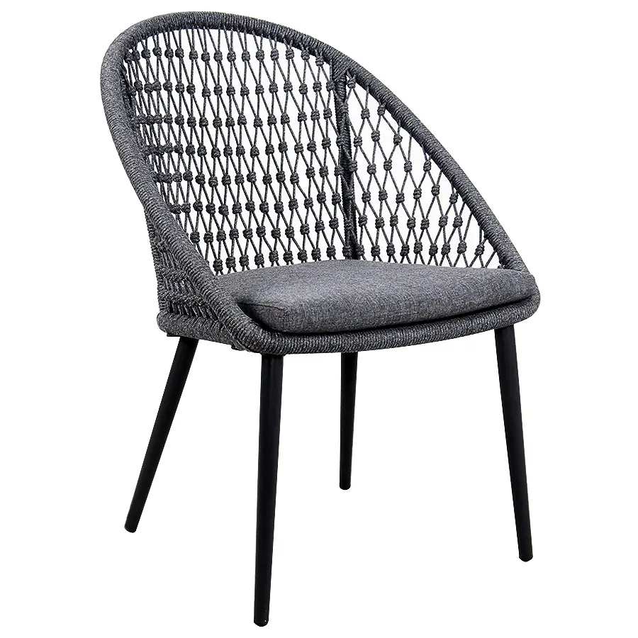 Silla de comedor para exteriores, asiento y respaldo de diseño moderno de cuerda con marco de aluminio, para muebles de hogar y exterior