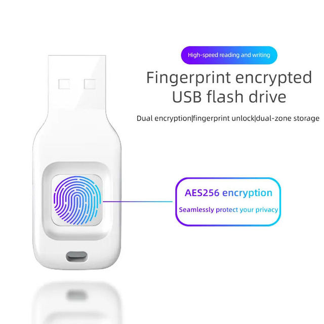 Plastic 32GB Fingerprint Encrypted USB Flash Drive 64GB Mini with Custom Logo High Speed Read/write 128GB USB Disk More Secure