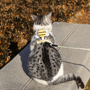 Cat Leash Vest Style <b>Adjustable</b> Fabric Small Pet Harness Chest <b>Strap</b> For Kitten Walking Outdoor Use - Product Image 3