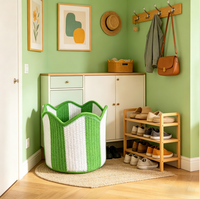 Panier de rangement ovale moderne, décoré de manière romantique et élégante, de haute qualité, personnalisable, en corde de coton tressée, matériaux écologiques, avec poignée