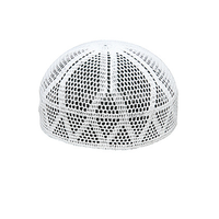 Bonnet Islamique au Crochet Fait Main Blanc Élastique Kufi Hijab pour Hommes Casquette Musulmane de Conception Ethnique