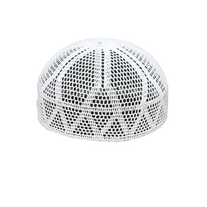 Cappello islamico fatto a mano all'uncinetto bianco elastico Kufi Hijab tazza da uomo dal design etnico berretto <span class=keywords><strong>musulmano</strong></span> - Product Image 2