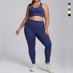 Pakaian Olahraga Kompresi Bernapas Anti Tembus Pandang untuk Squat, Set Olahraga Luar Ruangan Tahan Lama, Set Yoga Trendi Plus Size untuk Mengangkat Bokong - Product Image 4