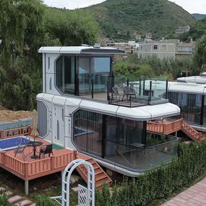 Casa Móvil de Dos Pisos, Cápsula Espacial, Terraza de Cristal, Instalación Fácil, Diseño Contemporáneo - Product Image 5
