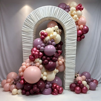 NIKA Arche décorative 3D de 7 pieds avec support et housse en tissu plissé, design personnalisé pour mariages et fêtes d'anniversaire