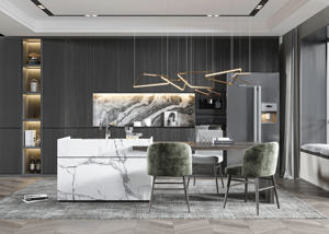 Muebles de Cocina de Diseño Libre y Hechos a Medida, Gabinetes Elegantes con Superficies de Mármol, Construcción Totalmente en Madera Maciza - Product Image 2